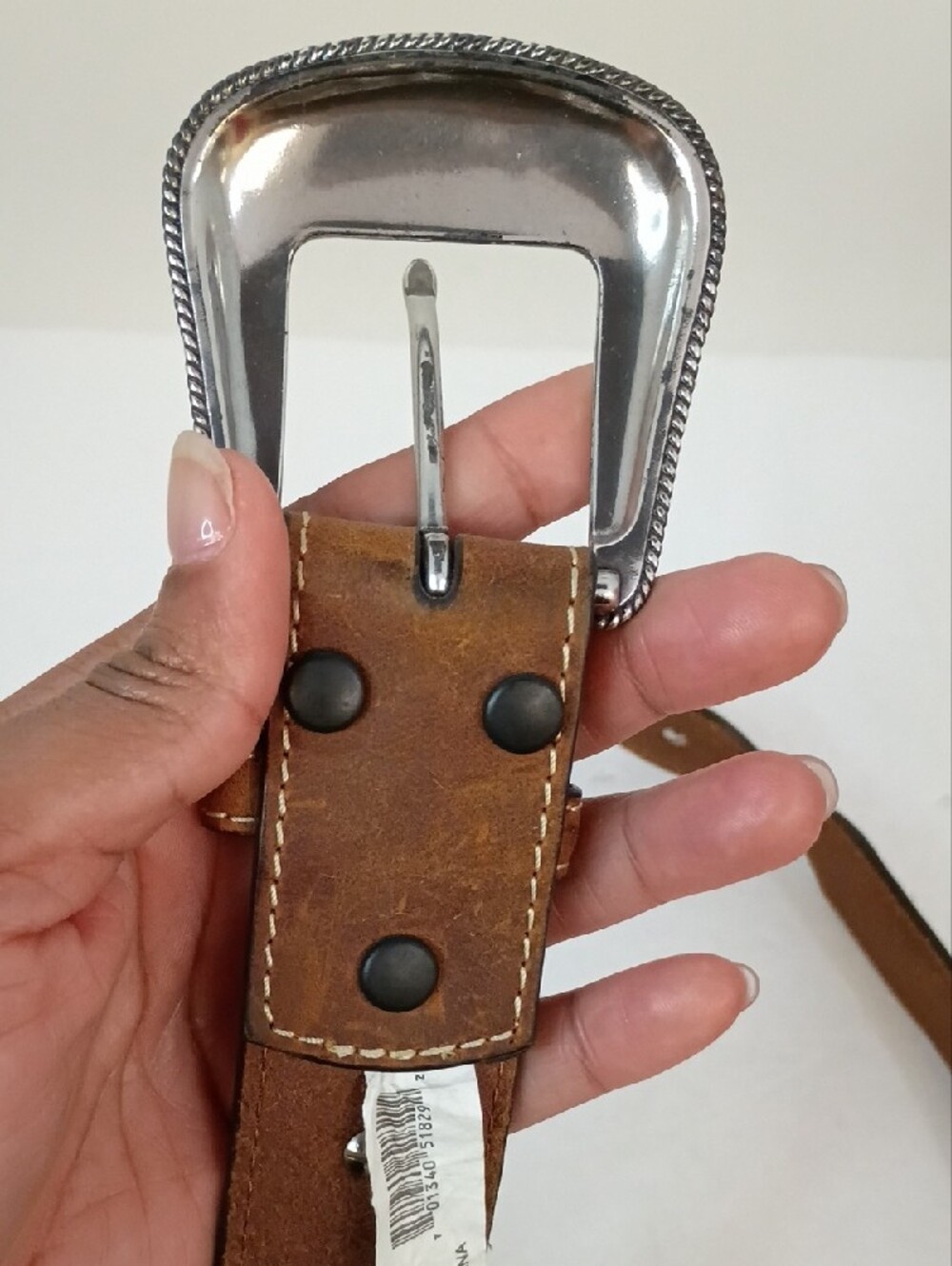 Cavender's Brown Leather Western Concho Belt Size 42 - Picture 5 of 8